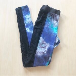 Blue Tie Dye and Black Stretchy Leggings
